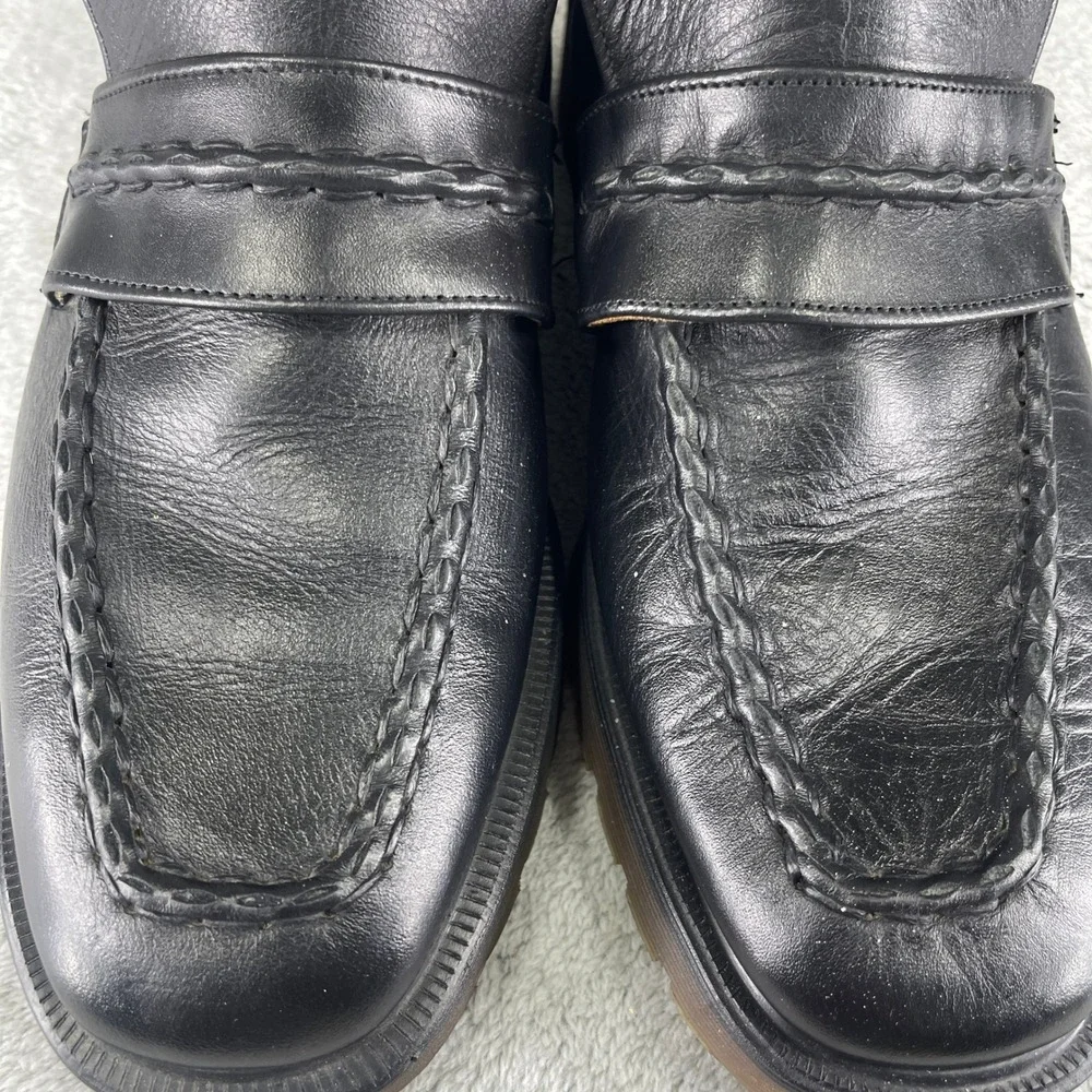 Dr. Martens Boots Mens 8 Black Leather Loafer Moc Toe AirWair Bouncing Soles